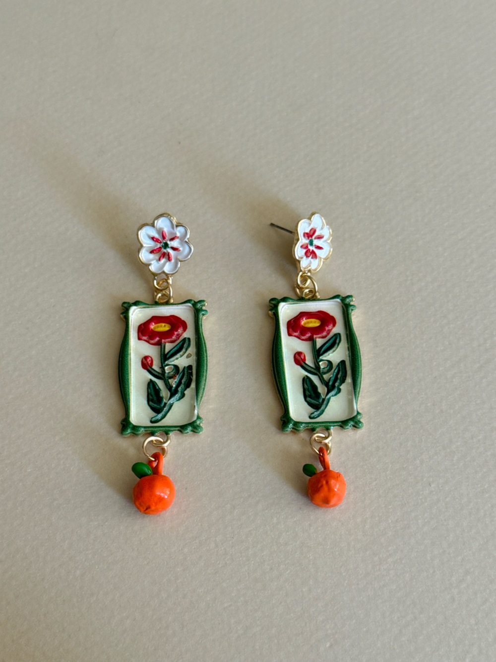 Flower dangle earrings S1433 - Picture 2 of 2